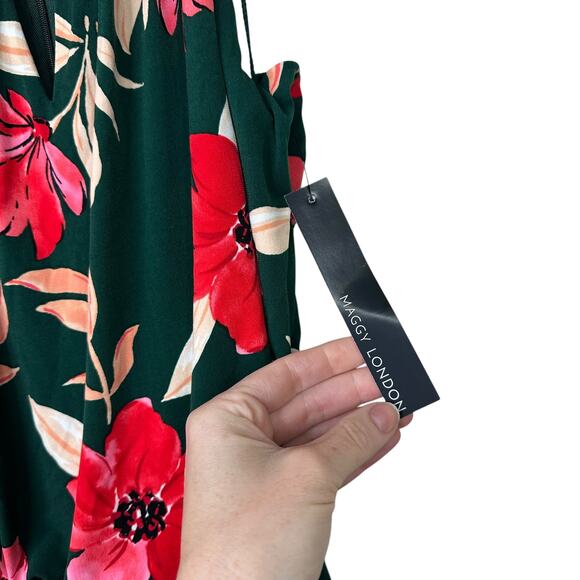 Maggy London NWT Bright Green Lottie Floral Halter Cropped Sleeveless Jumpsuit - Picture 9 of 10